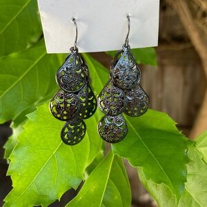 Unique Black Metallic Earrings